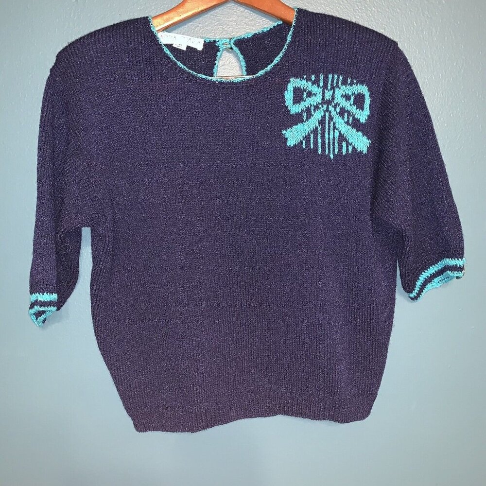 Anna Maria Navy Short Sleeve Sweater‎ Women’s Small